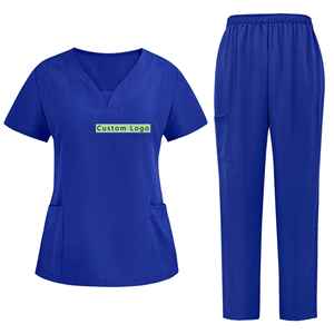 Elasticity Fabric Spandex Polyester <b>Scrub</b> <b>Set</b> Hospital Nurse <b>Scrub</b> Suit V Neck Casual Tops Pants <b>Set</b> Nursing <b>Scrubs</b> <b>Sets</b> - Product Image 2