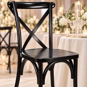 Emerald Durable <b>Black</b> Cross Back Wooden <b>Dining</b> <b>Chair</b> Contemporary Banquet Seating for Wedding and Restaurant Events - Product Image 2
