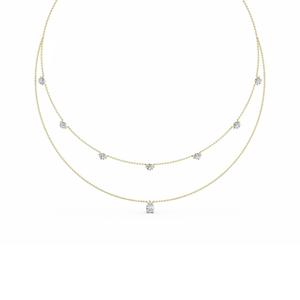 Collier élégant à double rangée de diamants de laboratoire de forme poire et ronde de 2,36 CTW en or rose 9 carats - Product Image 6