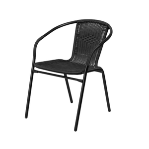 Chaise de jardin en rotin noir, siège de salle à manger extérieur, fauteuils pour villa, hôtel, restaurant - Product Image 6