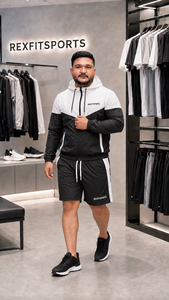 REXFIT SPORTS 2026 – Ensemble personnalisé unisexe veste à capuche et short en nylon, color block, léger, pour entraînement sportif et tenue d'équipe - Product Image 4