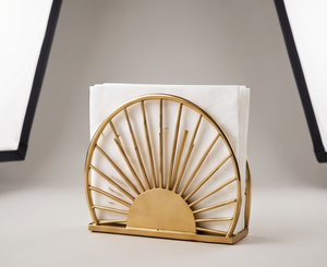 Porta Servilletas de Metal Pesado con Diseño Único de Amanecer, Texturizado, para Cocina, Comedor y Mesa - Product Image 1