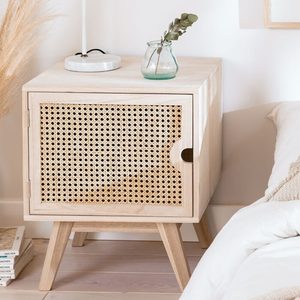 Bois Panneled Modern Bedroom Nightstand <b>Side</b> <b>Table</b> Bedside Cabinet <b>Storage</b> Accent Furniture - Product Image 2