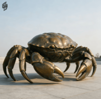 Grandes sculptures de crabes en bronze coulé, artisanat métallique, sculptures d'animaux pour la décoration extérieure de plage