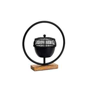 Black Iron <b>Incense</b> <b>Burner</b> <b>Holder</b> with Round Ring Wooden Base Wire Mesh Dome Censer Stand Handmade - Product Image 1