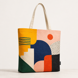 Promoción HINDVANTA GLOBAL: Bolsa de Mano de Lona con Estampado Geométrico, Cierre de Cordón/Hombro, Gran Capacidad, Bolsa de Compras - Product Image 2