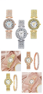 Conjunto de Reloj para Mujer, Reloj de Cuarzo de Aleación de Dos Piezas con Brazalete Moderno, para Uso Diario y Regalos, Accesorios de Moda para Mujer - Product Image 6
