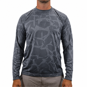 Camiseta de Pesca para Hombre, Sublimada, de Camuflaje Negro, Manga Larga, Secado Rápido, UPF 50+, Transpirable, Venta al Por Mayor - Product Image 4
