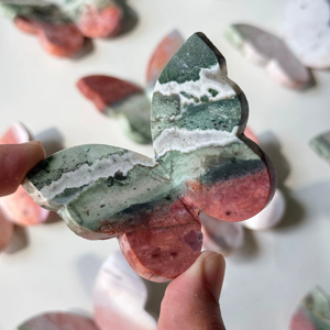 Jaspe Unicornio Natural, Tallado de Mariposa 3D, Cristal Hecho a Mano, Figura de Piedra Preciosa, Decoración Feng Shui Curativa, Tamaño Personalizado - Product Image 1