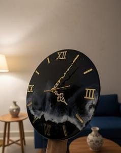 Horloge murale en résine époxy, résine époxy pour salon, meubles de décoration intérieure de qualité supérieure, horloge murale personnalisée, la meilleure de l'Inde - Product Image 3