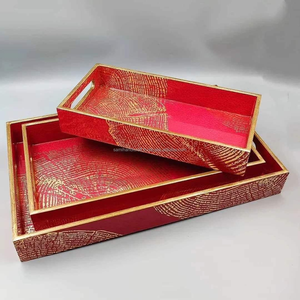 Elegante bandeja para servir de madera pintada para utilidad y tocador para servir frutas - Product Image 5