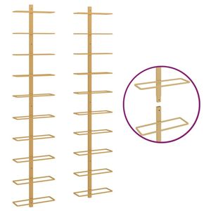 Wall-Mounted Gold <b>Metal</b> <b>Wine</b> <b>Rack</b> for 10 Bottles Set of 2 Pieces - Product Image 5