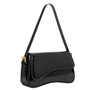 Bolso de hombro de charol color burdeos con cierre magnético y una sola correa - Product Image 4