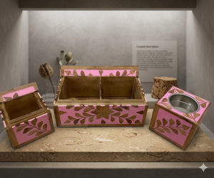 Juego de viaje Mubkhar Bakhoor quemador árabe Ramadán regalo conjunto WoodTray con madreperla incrustaciones Oud quemador de India - Product Image 1