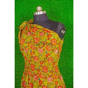 Robe longue style vintage pour femme, imprimé unique, asymétrique, élégante, en coton fait main, pour soirées d'automne, mode urbaine, naturelle - Product Image 4