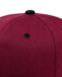 Casquette Snapback à visière plate personnalisée bordeaux et noire pour hommes et femmes, réglable, en coton, style baseball, streetwear décontracté, qualité supérieure - Product Image 5
