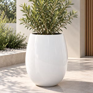 Pot de fleurs sur piédestal en fibre de verre personnalisé avec finition en pierre décorative, grand bac à plantes pour jardin, terrasse et décoration d'hôtel - Product Image 2