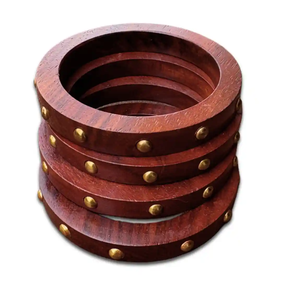 Brazalete de Madera Hecho a Mano, Pulsera de Madera Natural, Joyería Rústica Boho, Accesorio de Moda Tradicional Ligero, Regalo para Mujer - Product Image 1