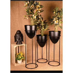 Luxury Black Metal Flower <b>Pot</b> with <b>Tall</b> Stand Minimalist <b>Indoor</b> Outdoor <b>Plant</b> <b>Pot</b> Holder Modern Home Balcony Decor Planters - Product Image 1