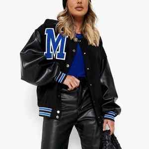 Veste universitaire pour femmes de haute qualité, surdimensionnée, avec broderie personnalisée, veste bomber tendance, style universitaire, vente en gros - Product Image 2