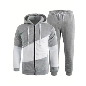 Ensemble de survêtement d'hiver épais pour hommes, avec capuche et fermeture éclair, pour le jogging et le sport décontracté, respirant, séchage rapide, couleur et logo personnalisables, OEM - Product Image 1
