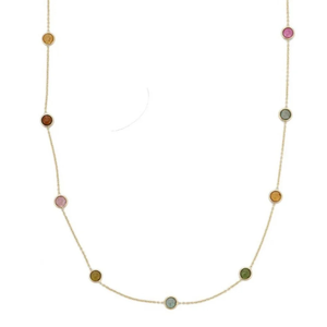 14K Gold Zircon Link Chain Necklace-Women's Wedding Fine Jewelry Daily Wear - Product Image 1
