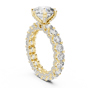Anillo de Eternidad con Halo Oculto de Oro Sólido de 14K y Diamante Cultivado en Laboratorio de Corte Redondo, 5.00CT DEF VVS, Certificado IGI, Anillo de Boda Clásico ODM - Product Image 4