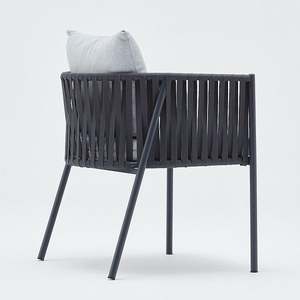 Modern Rope Living Room <b>Chair</b> with Metal Legs Solid Back Cushioned Armchair Tropical Design Outdoor Leisure Seat - Product Image 2