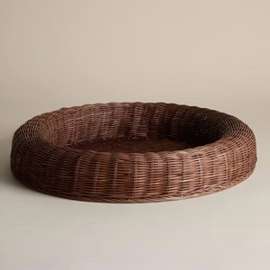 Rustic Style Intricate Dark Brown Natural Rattan Round Serving Tray Modern Minimalism Wholesale For Coffee Table Natural - Product Image 2