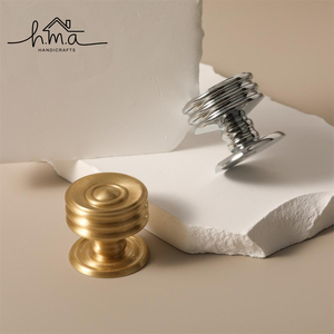 Vintage round cabinet knob brass and <b>chrome</b> finish decorative drawer pull classic furniture knob kitchen <b>cupboard</b> hardware - Product Image 1