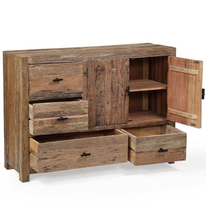Modern Eco-friendly Solid Wood Living Room Cabinet with 2 Drawers 2 Flat Panel Doors 3 Shelves <b>Storage</b> <b>Sideboard</b> Furniture - Product Image 3