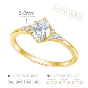 Bague cocktail vintage en or massif 14 carats avec diamant de laboratoire rond, sertie à griffes, style hip-hop unisexe - Product Image 2