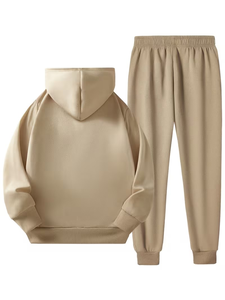 Boys' Solid Color Cotton Pullover Zipper Hoodie Joggers Sets Outdoor Sweatshirt Multi-Piece Casual Bangladesh Customized Brand - Product Image 3