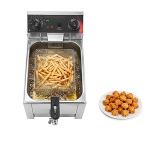 Freidora Eléctrica Comercial de Acero Inoxidable de 9.51 Qt y 1750W con Filtración de Aceite Mejorada - Product Image 1