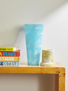Vase en résine bleu personnalisé, design minimaliste moderne, artisanat écologique, imperméable, pot à fleurs pour mariage, contemporain - Product Image 2