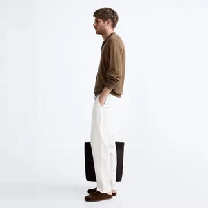 Pantalon décontracté homme respirant anti-plis printemps-automne, 100 % coton, poids moyen, avec fermeture éclair et multiples poches, nouvelle collection - Product Image 6