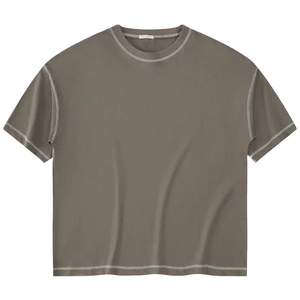 เสื้อยืดคอกลมแขนสั้นสีดำสำหรับผู้ชาย ผ้าฝ้าย 100% เป็นมิตรกับสิ่งแวดล้อม ทรงโอเวอร์ไซส์ สไตล์ลำลอง ผ้าเนื้อหนา 180 กรัม - Product Image 2
