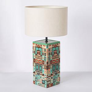 Colorful Geometric Abstract Fabric Eco-Friendly Square Table Lamp All Seasons Contemporary Home Decor Accent <b>Lighting</b> Living - Product Image 2