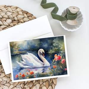 Whimsical Swan-Themed A7 Tamaño 5x7 Tarjetas de notas en blanco Paquete de 8 con sobres para saludos - Product Image 2