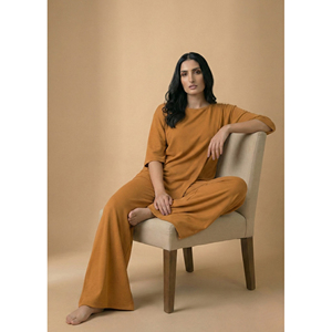 Ensemble décontracté pour femmes en coton doux, couleur lavande, deux pièces, vêtements de détente confortables, tenue décontractée pour tous les jours - Product Image 5