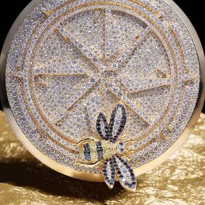 NUOYA - Colgante de Plata con Nombre y Número Personalizados, Estilo Hip Hop, con Diamantes CZ, Diseño de Disco Redondo Grande, Totalmente Brillante - Product Image 5