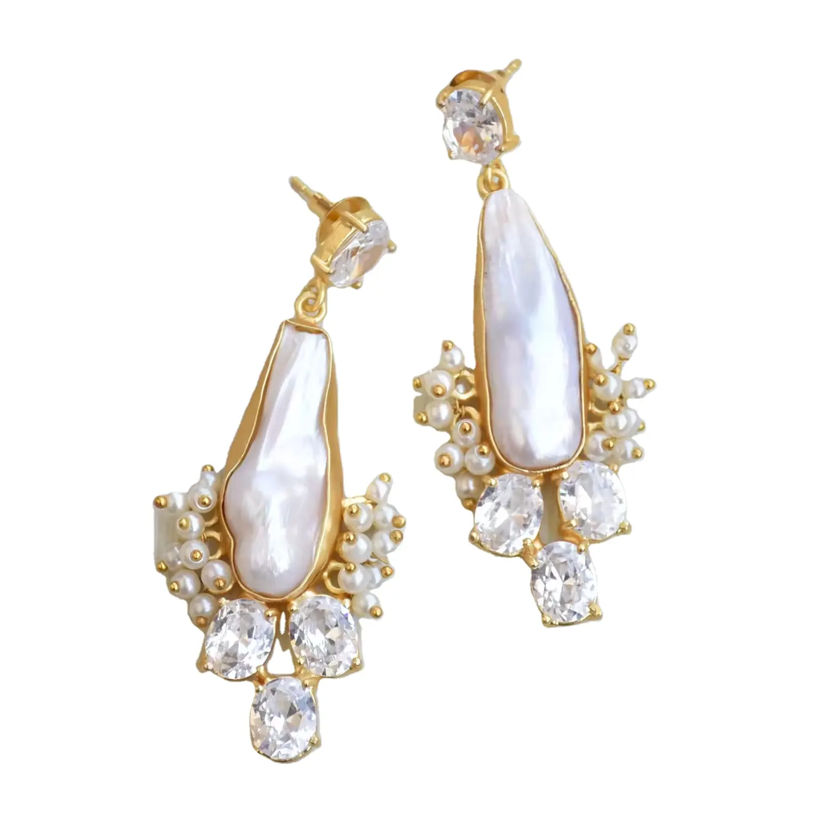 Longue goutte perle avec Zircon bijoux baroque perle déclaration bijoux fournisseurs de gros vêtements ethniques boucles d'oreilles légères balancent