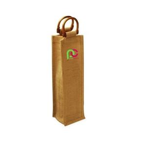 Wholesale Eco-Friendly Jute Screen Printed Large Drawstring Wine <b>Bags</b> <b>Long</b> Handle for Wedding Anniversary Gifting Custom Logo - Product Image 2
