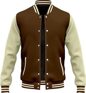 Men's Brown Varsity <b>Jacket</b> With White Sleeves Embroidered G Logo Preppy Style Autumn Wear - Product Image 1