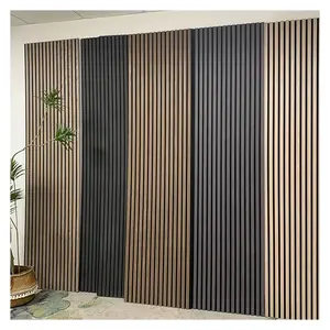 Panneaux muraux acoustiques modernes en bois et feutre polyester 3D de luxe en MDF pour chambre à coucher 600mm*2400mm Décoration murale Maison de poupée - Product Image 3