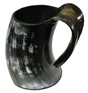 Jarra Vikinga de Cuerno de Vaca Hecha a Mano, Estilo Artesanal Vintage, Tradicional y Rústica para Cerveza/Café/Té - Product Image 1