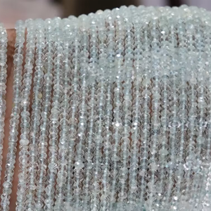 Natural Blue Aquamarine Faceted Rondelle Beads Strand of Aquamarine Rondelle Beads - Product Image 1