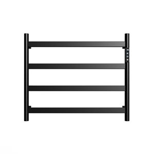 Moderno Portasciugamani in Acciaio e Bambù 22,5 X 18,7 X 3,6 Pollici con Funzione Riscaldante per Uso su Porta - Product Image 1