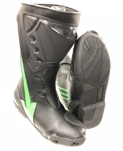 Botas de Carreras Monster de Alta Calidad Meerab Impex, Combinación Negro y Verde, Cuero Original, Impermeables, Cierre de Cremallera, Media Pantorrilla - Product Image 2