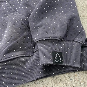 Sweat à capuche de haute qualité personnalisé, surdimensionné, 400 g/m², en molleton français, avec broderie appliquée, effet vieilli, strass, pour homme - Product Image 2